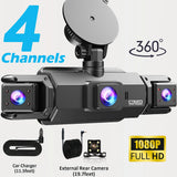 Dashcam 360° 4 cámaras con pantalla IPS