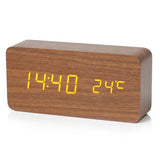 Despertador digital de madera con LED