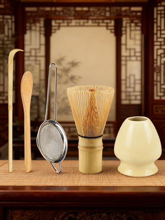 Set de matcha 5 piezas (batidor, colador y cuchara)