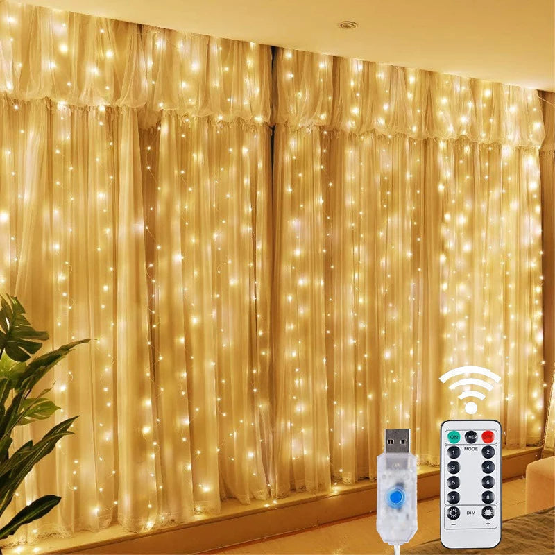 Cortina de luces LED para ventana