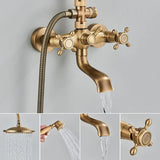 Conjunto ducha latón envejecido 8" doble mando