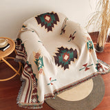 Manta de sofá boho con flecos