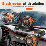 Ventilador de coche 360° 3 cabezales USB/12V/24V