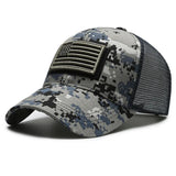 Gorra de béisbol con malla trasera y bandera