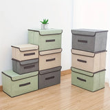 Caja de almacenaje plegable de tela con tapa