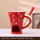 New 130ML European Candle Cup Cheese Chocolate Melting Ceramic Mug Heating Food Ceramic Mug with Fork Coffee Mug Tableware HWD