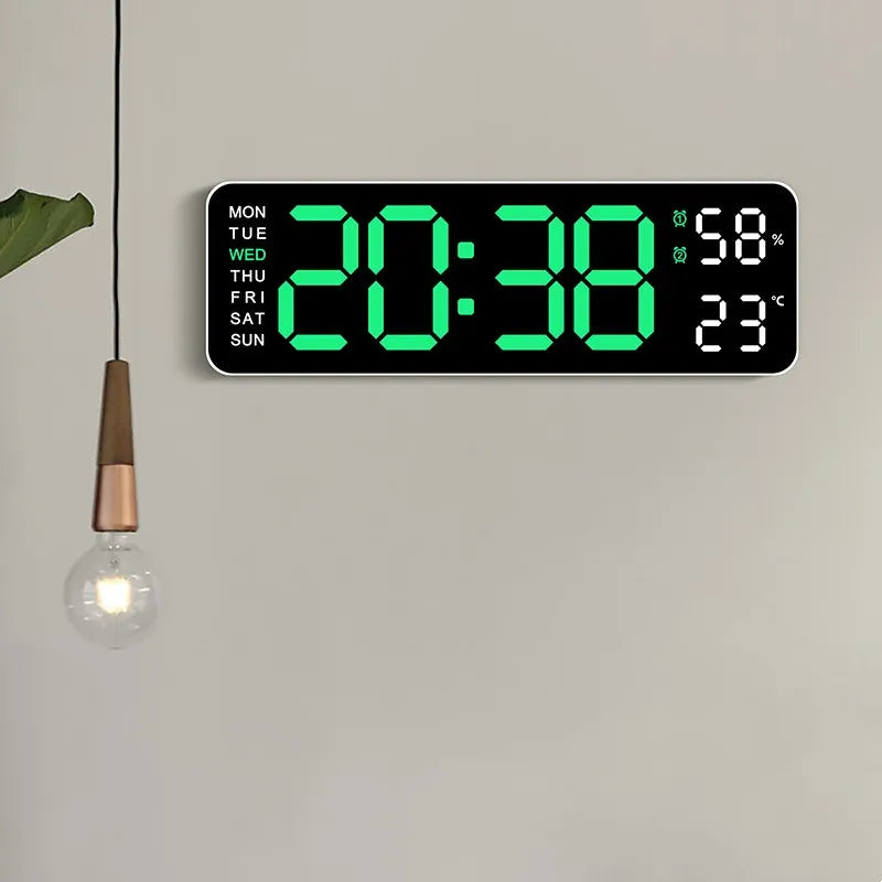 Reloj de pared digital de 9 pulgadas con temperatura