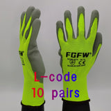 10 pares de guantes de trabajo con recubrimiento de PU