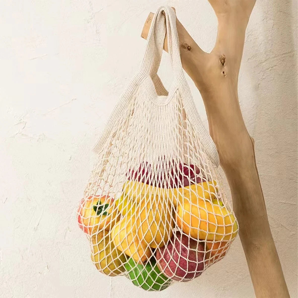 Bolsa de red de algodón reutilizable