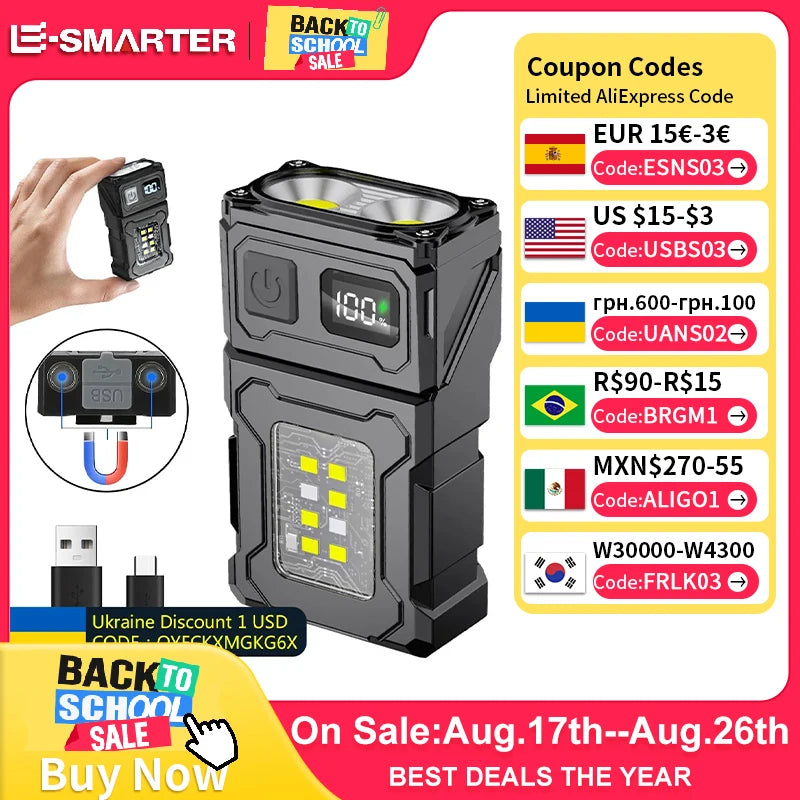 Mini linterna LED recargable con imán