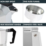 Cafetera italiana clásica de aluminio