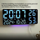 Reloj de pared digital grande con luz de 7 colores