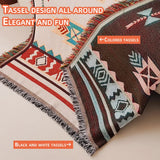 Manta de sofá boho con flecos
