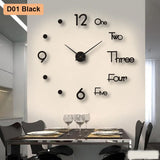 Reloj de pared 3D de números adhesivos 90-120 cm
