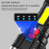 Linterna recargable de alta potencia con luz lateral