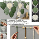 120x75cm Bohemian Wall Hanging Leaves Tassels Tapestry Panel Macrame Green Leaf Chic Home Decor Ornaments bedroom Christmas Gift