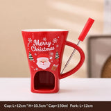 New 130ML European Candle Cup Cheese Chocolate Melting Ceramic Mug Heating Food Ceramic Mug with Fork Coffee Mug Tableware HWD