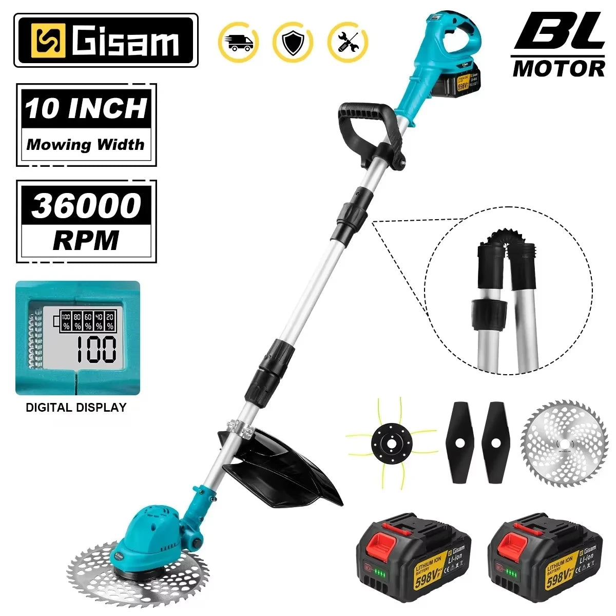 Cortacésped eléctrico a batería 25 cm sin escobillas