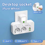Regleta con 4 enchufes, 2 USB y USB-C