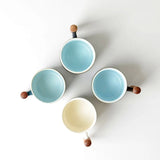 Ceramic retro coffee cup, office water cup, tea cup, wooden handle coffee cup, handmade tea coffee cup, birthday gift