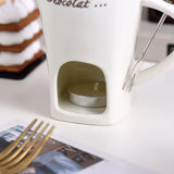 New 130ML European Candle Cup Cheese Chocolate Melting Ceramic Mug Heating Food Ceramic Mug with Fork Coffee Mug Tableware HWD