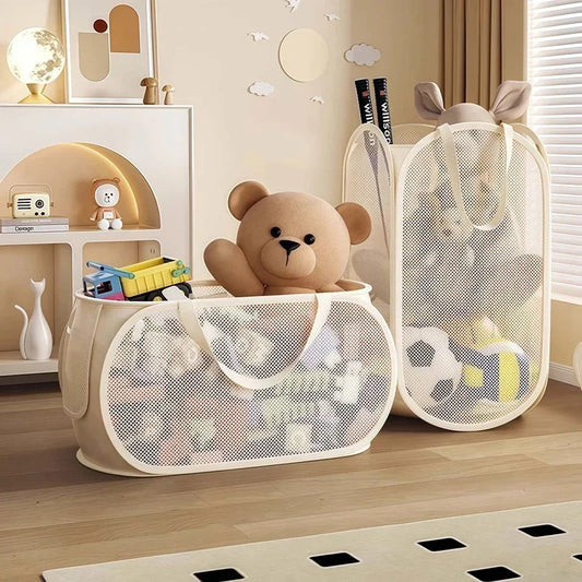 Cesta plegable de malla para juguetes