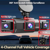 Dashcam 360° 4 cámaras con pantalla IPS