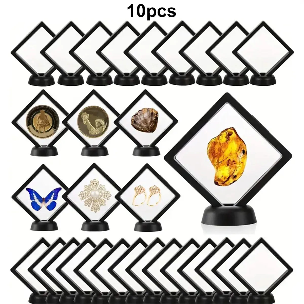 10 cajas expositoras flotantes transparentes